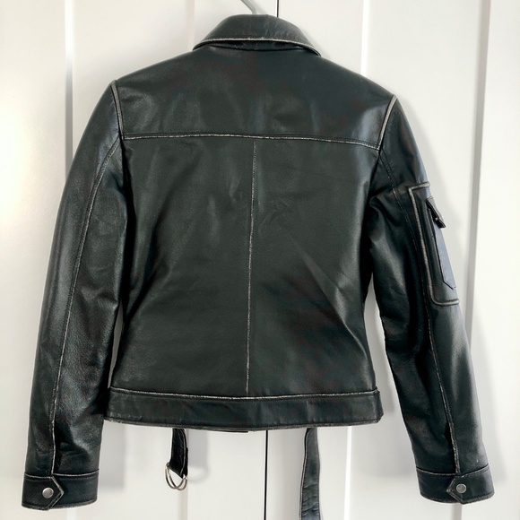 Leather Biker Jacket, Skotts, Vintage, Moto Jacket, Black, Distressed, Size S - Picture 3 of 16
